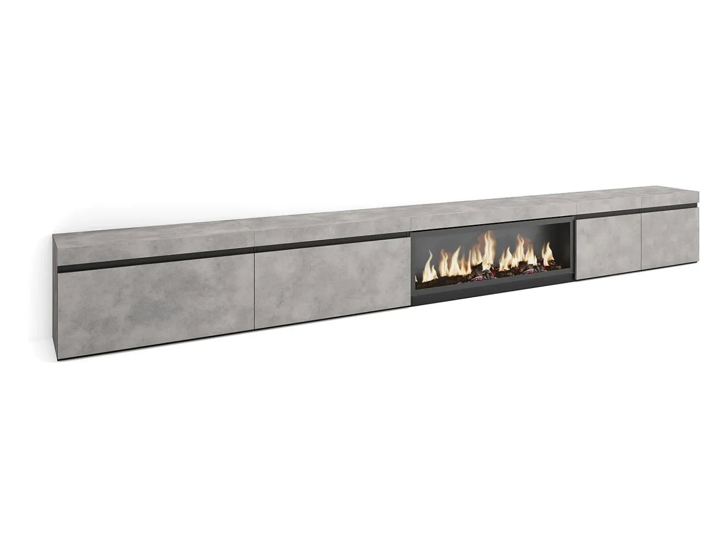 Móvel De Tv|Skraut Home Móvel de TV, 368x35x45, Lareira eléctrica XXL, Cimento Cinzento