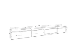 Skraut Home Móvel de TV, 368x35x45, Lareira eléctrica XXL, Suspensos,^ Móvel De Tv