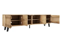 Clearance Hauss Spole Móvel de TV 180x40x55cm com 4 portas, incluindo 2 portas vazadas, corpo em folheado de madeira Natural claro