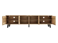 Clearance Hauss Spole Móvel de TV 180x40x55cm com 4 portas, incluindo 2 portas vazadas, corpo em folheado de madeira Natural claro