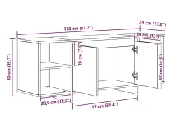Móvel De Tv|vidaxl Móvel de TV 130x35x50cm derivados de madeira carvalho artisiano Natural escuro