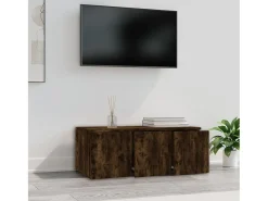 Móvel de TV 80x34x30cm derivados de madeira cor carvalho fumado PT397710^ Móvel De Tv