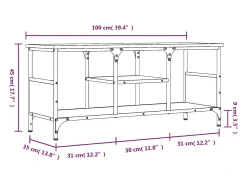 vidaxl Móvel de TV 100x35x45cm derivados madeira/ferro carvalho fumado^ Móvel De Tv
