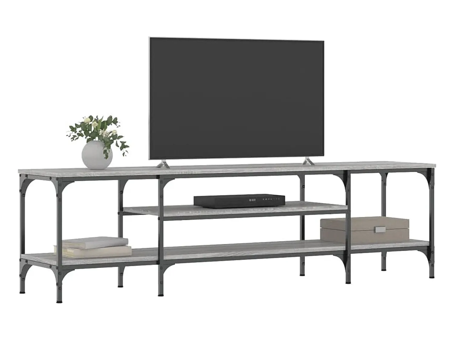 Móvel De Tv* Móvel de TV 161x35x45cm derivados de madeira/ferro cinza sonoma PT987632 Cinzento