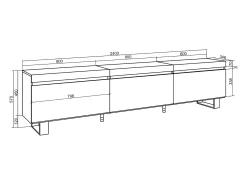Móvel De Tv|Skraut Home Móvel de TV, 240x35x57cm, Design industrial, Cimento Cinzento