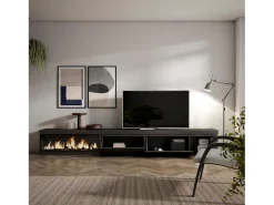 Móvel De Tv*Skraut Home Móvel de TV, 317x35x45cm, Lareira eléctrica XXL, Preto