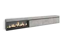 Móvel De Tv|Skraut Home Móvel de TV, 317x35x45cm, Lareira eléctrica XXL, Cimento Cinzento