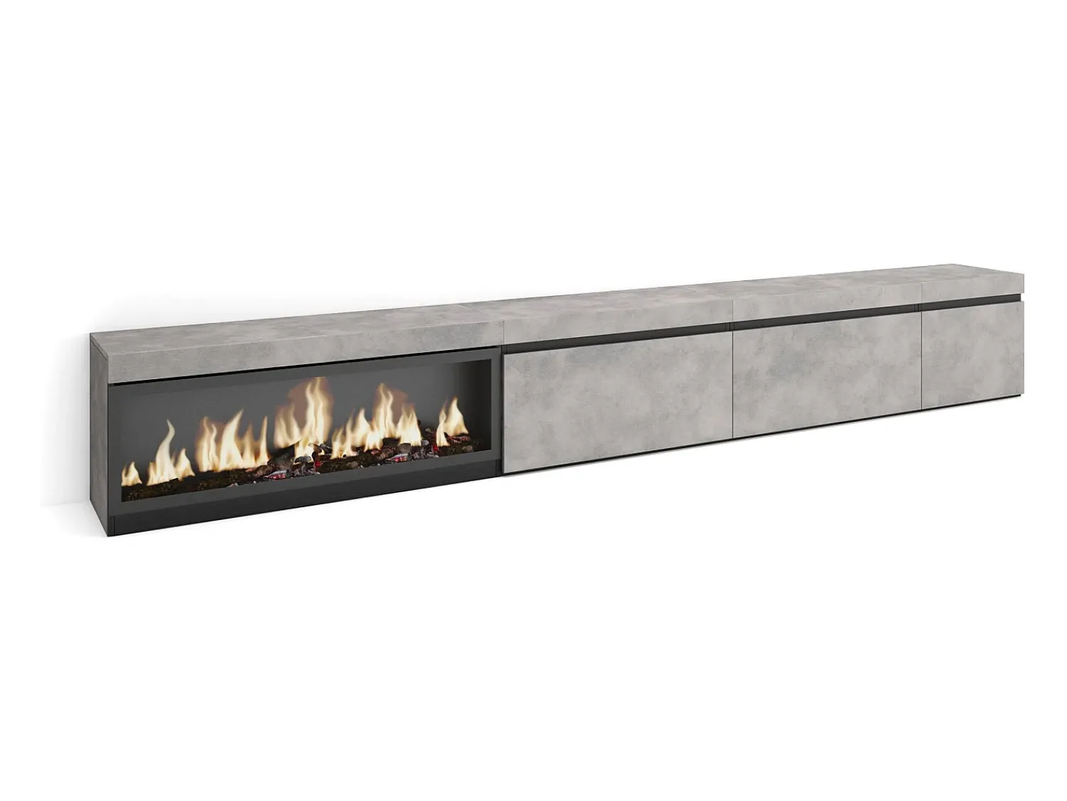 Móvel De Tv|Skraut Home Móvel de TV, 317x35x45cm, Lareira eléctrica XXL, Cimento Cinzento