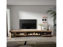 Skraut Home Móvel de TV, 317x35x45cm, Lareira eléctrica XXL, Carvalho^ Móvel De Tv