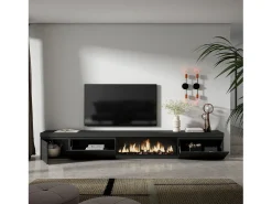 Móvel De Tv|Skraut Home Móvel de TV, 317x35x45cm, Lareira eléctrica XXL, Preto