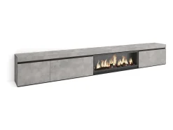 Discount Skraut Home Móvel de TV, 317x35x45cm, Lareira eléctrica XXL, Cimento Cinzento