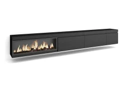 Móvel De Tv|Skraut Home Móvel de TV, 317x35x45cm, Lareira eléctrica XXL, Suspensos, Preto