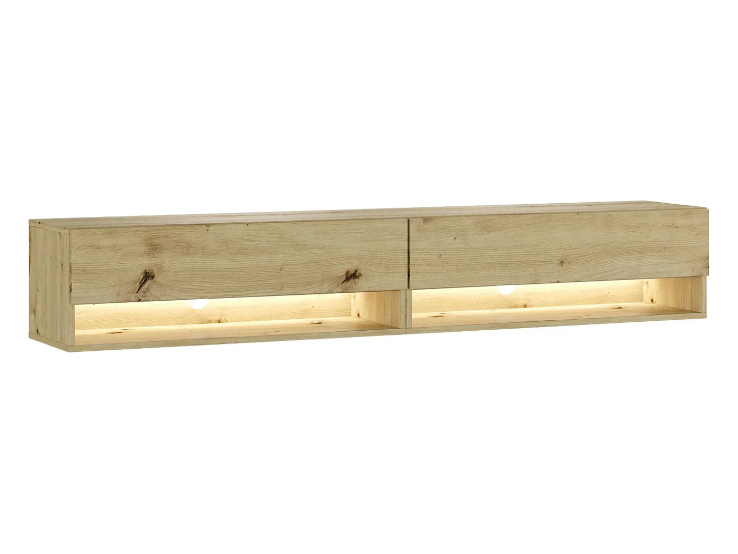 Online Skraut Home Móvel de TV, 180x34x30cm, LED, Estante para TV, Carvalho Bege