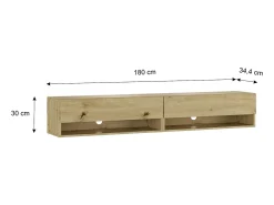 Online Skraut Home Móvel de TV, 180x34x30cm, LED, Estante para TV, Carvalho Bege