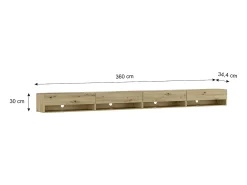 Móvel De Tv|Skraut Home Móvel de TV, 360x34x30cm, LED, Estante para TV, Carvalho Bege