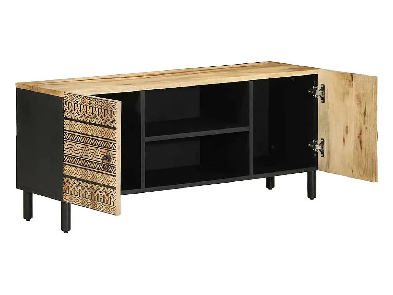 Móvel De Tv|vidaxl Móvel de TV 105x33,5x46cm madeira mangueira áspera maciça Preto