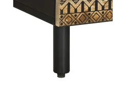 Best vidaxl Móvel de TV 100x33,5x46cm madeira mangueira áspera maciça Preto
