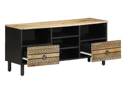 Best vidaxl Móvel de TV 100x33,5x46cm madeira mangueira áspera maciça Preto