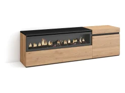 Online Skraut Home Móvel de TV, 150x35x45cm, Para televisores até 65", Lareira eléctrica, Carvahlo e preto Natural claro