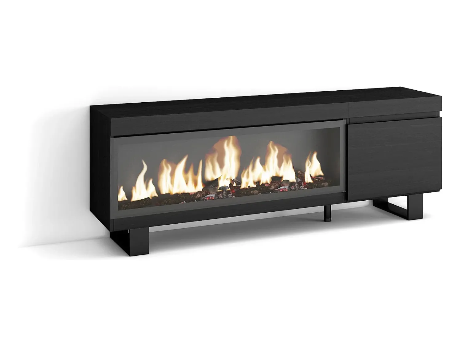 Skraut Home Móvel de TV, 158x35x57cm, Para televisores até 65", Lareira eléctrica XXL, Design industrial,^ Móvel De Tv