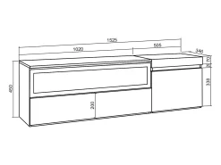Skraut Home Móvel de TV, 150x35x45cm, Para televisores até 65", Lareira eléctrica, Suspensos, Cimento^ Móvel De Tv