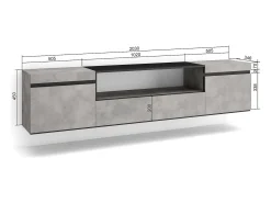 Skraut Home Móvel de TV, 200x35x45cm, Para televisores até 80", Suspensos, Cimento^ Móvel De Tv