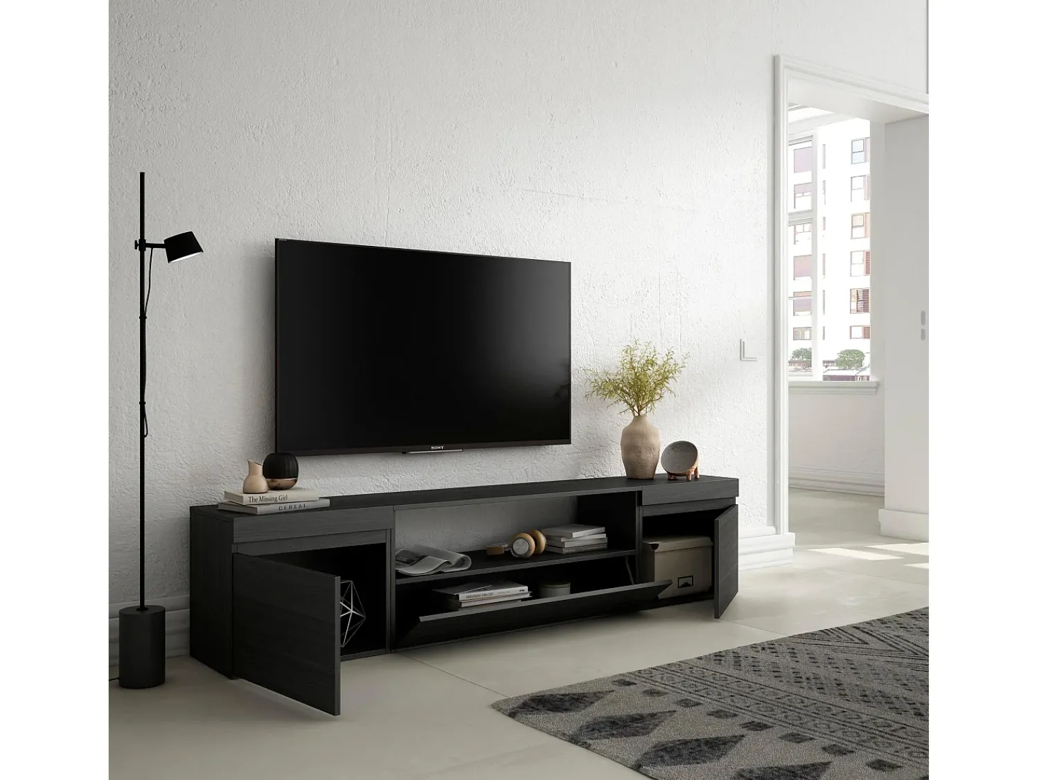 Skraut Home Móvel de TV, 200x35x45cm, Para televisores até 80", Estante para TV,^ Móvel De Tv