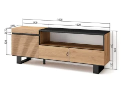 Móvel De Tv|Skraut Home Móvel de TV, 150x35x57cm, Para televisores até 65", Design industrial, Carvahlo Natural claro