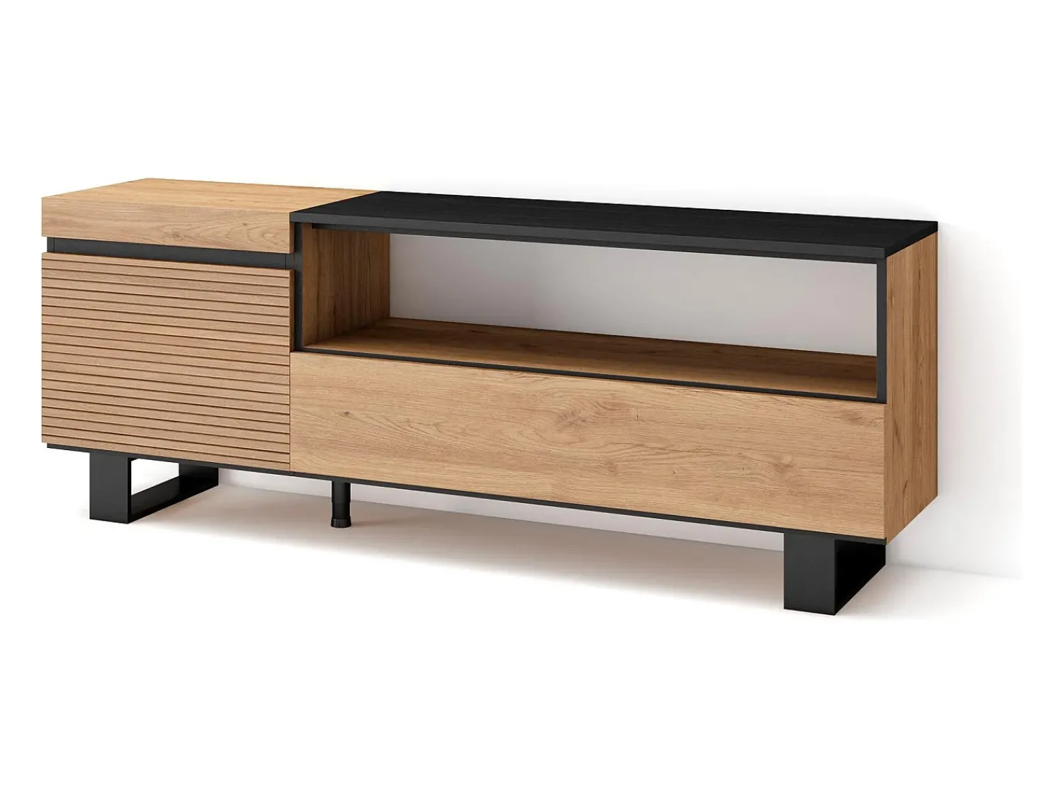 Móvel De Tv|Skraut Home Móvel de TV, 150x35x57cm, Para televisores até 65", Design industrial, Carvahlo Natural claro