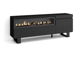 Skraut Home Móvel de TV, 150x35x57cm, Para televisores até 65", Lareira eléctrica, Design industrial,^ Móvel De Tv