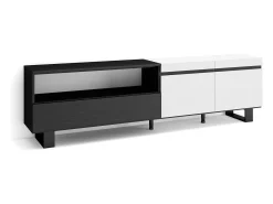 Hot Skraut Home Móvel de TV, 200x35x57cm, Para televisores até 80", Design industrial, e preto Branco