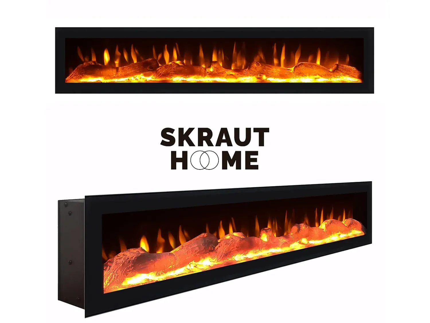 Móvel De Tv|Skraut Home Móvel de TV, 200x35x45cm, Para televisores até 80", Lareira eléctrica, e preto Branco