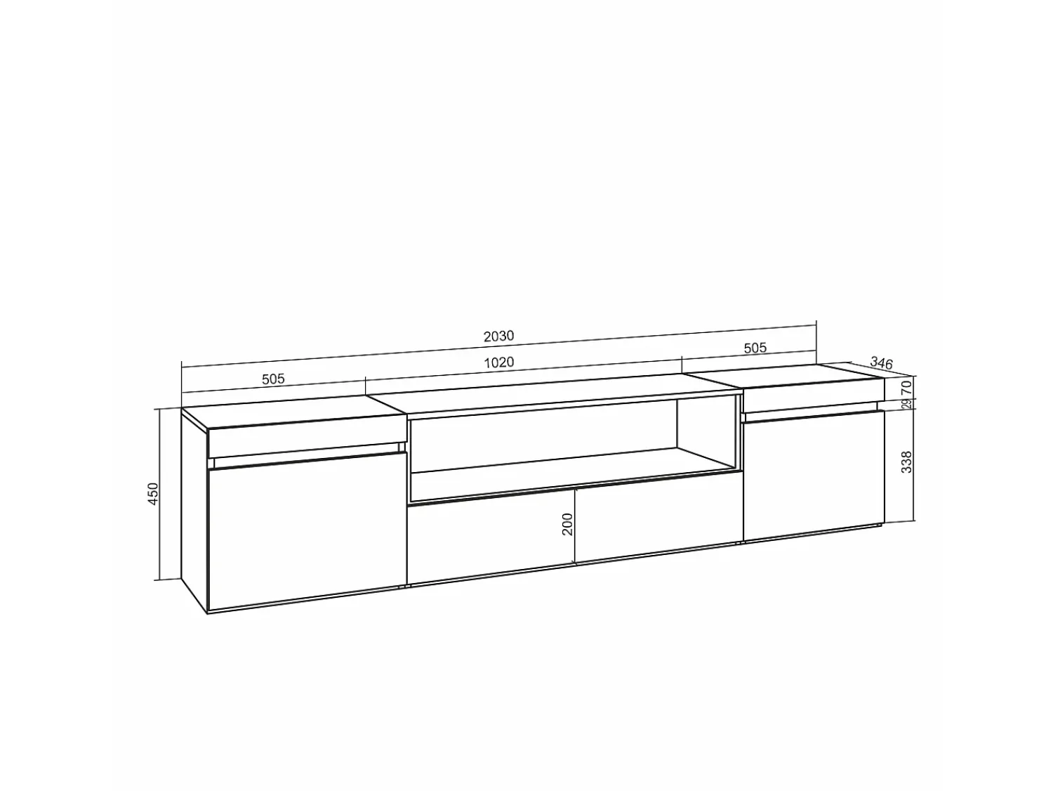 Móvel De Tv|Skraut Home Móvel de TV, 200x35x45cm, Para televisores até 80", Lareira eléctrica, e preto Branco