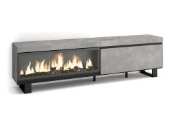 Móvel De Tv|Skraut Home Móvel de TV, 208x35x57cm, Para televisores até 80", Lareira eléctrica XXL, Design industrial, Cimento Cinzento