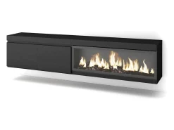 Skraut Home Móvel de TV, 208x35x45cm, Para televisores até 80", Lareira eléctrica XXL, Suspensos,^ Móvel De Tv