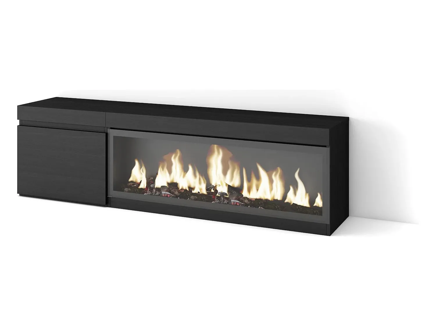 Móvel De Tv*Skraut Home Móvel de TV, 158x35x45cm, Para televisores até 65", Lareira eléctrica XXL, Preto