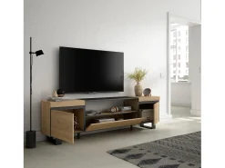 Sale Skraut Home Móvel de TV, 200x35x57cm, Para televisores até 80", Design industrial, Carvahlo e preto Natural claro