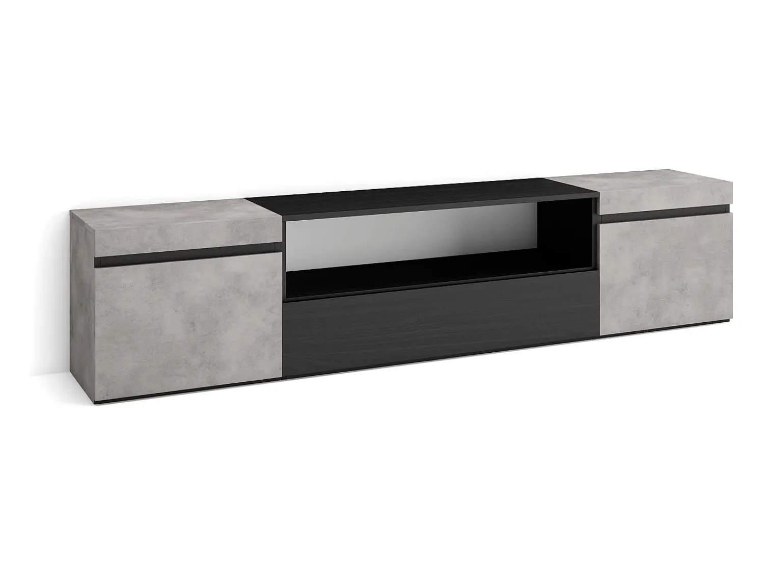 Online Skraut Home Móvel de TV, 200x35x45cm, Para televisores até 80", Estante para TV, Cimento Cinzento