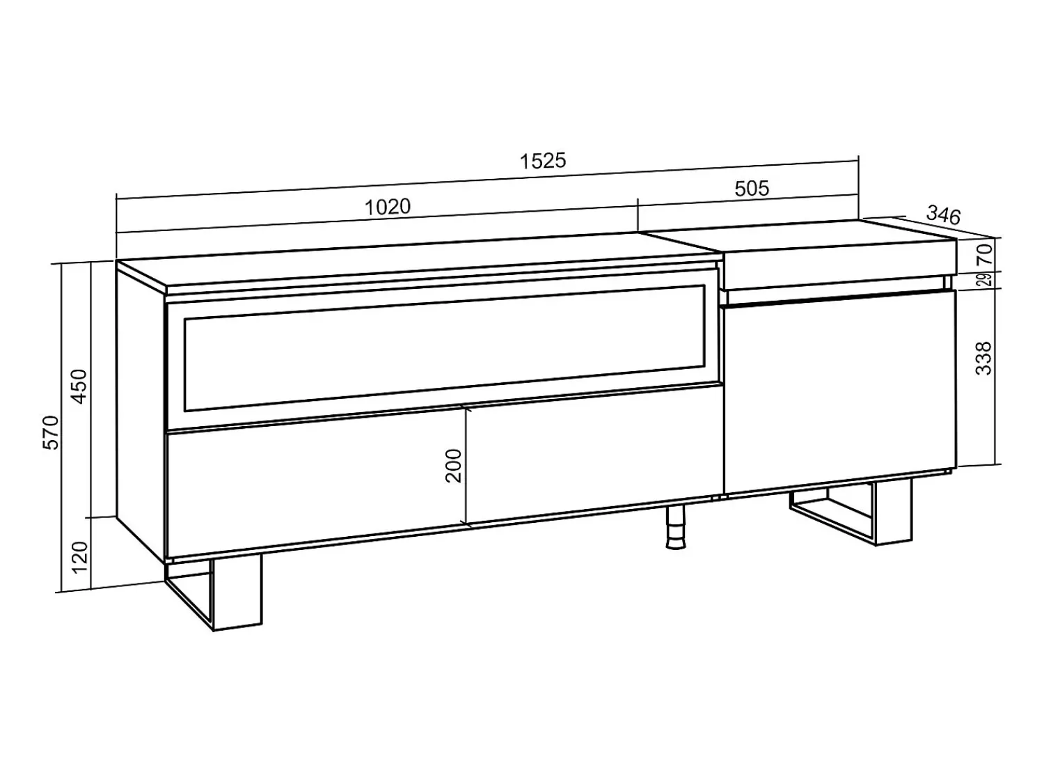 Móvel De Tv*Skraut Home Móvel de TV, 150x35x57cm, Para televisores até 65", Lareira eléctrica, Design industrial, Carvahlo Natural claro