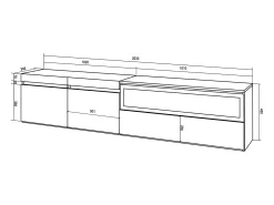 Skraut Home Móvel de TV, 200x35x45cm, Para televisores até 80", Lareira eléctrica, Suspensos, Carvahlo e preto^ Móvel De Tv