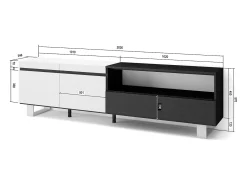 Móvel De Tv|Skraut Home Móvel de TV, 200x35x57cm, Para televisores até 80", Design industrial, e preto Branco