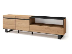 Móvel De Tv*Skraut Home Móvel de TV, 200x35x57cm, Para televisores até 80", Design industrial, Carvahlo e preto Natural claro