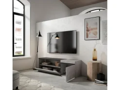Móvel De Tv|Skraut Home Móvel de TV, 150x35x45cm, Para televisores até 65", Estante para TV, Cimento Cinzento