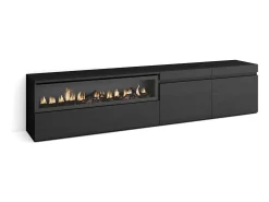 Móvel De Tv|Skraut Home Móvel de TV, 200x35x45cm, Para televisores até 80", Lareira eléctrica, Preto