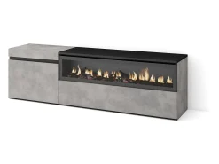 Skraut Home Móvel de TV, 150x35x45cm, Para televisores até 65", Lareira eléctrica, Cimento^ Móvel De Tv