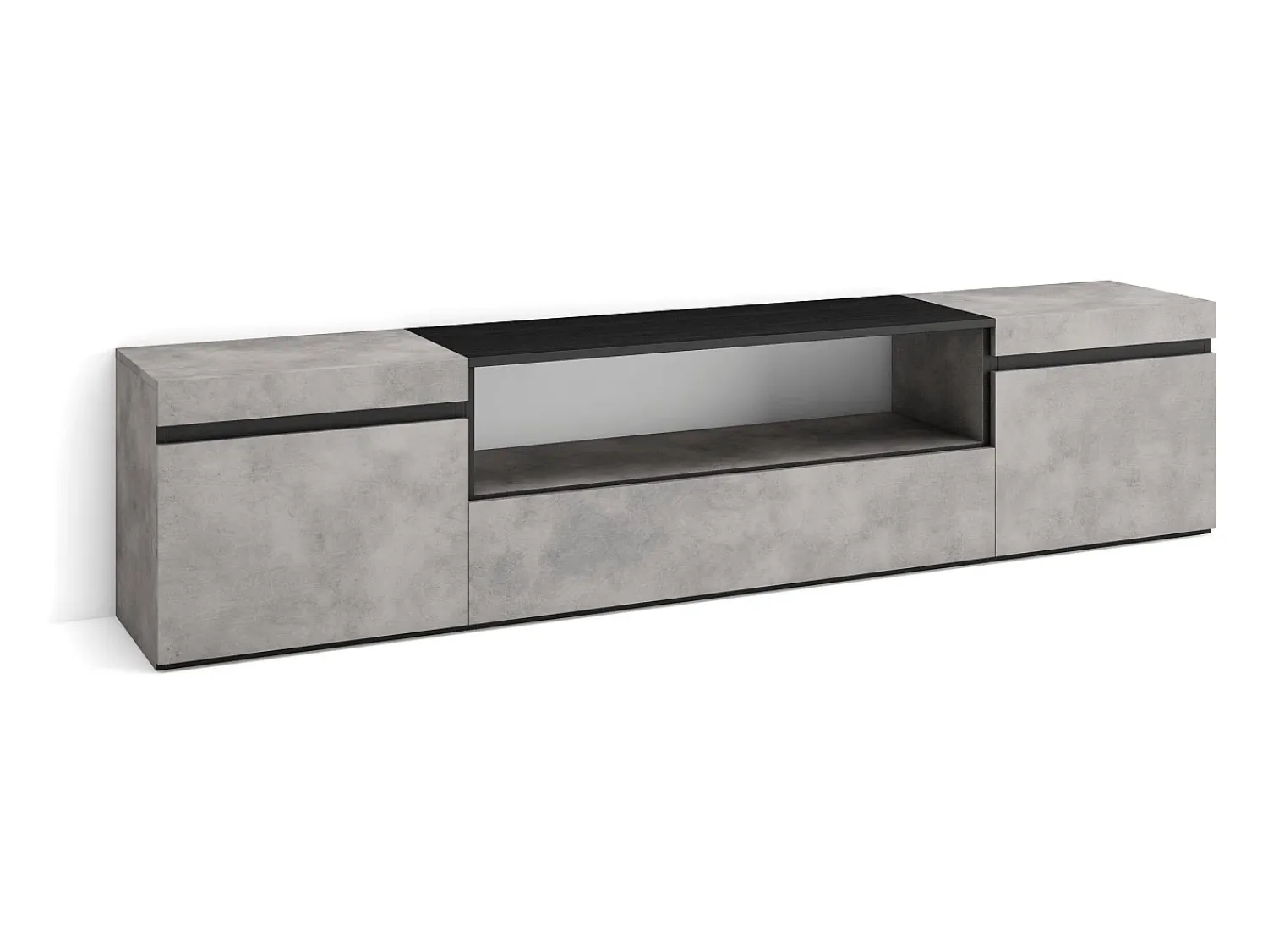 Móvel De Tv|Skraut Home Móvel de TV, 200x35x45cm, Para televisores até 80", Estante para TV, Cimento Cinzento