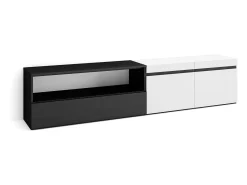 Móvel De Tv|Skraut Home Móvel de TV, 200x35x45cm, Para televisores até 80", Estante para TV, e preto Branco