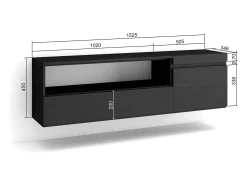 Skraut Home Móvel de TV, 150x35x45cm, Para televisores até 65
