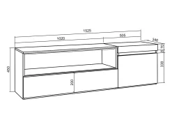 Skraut Home Móvel de TV, 150x35x45cm, Para televisores até 65
