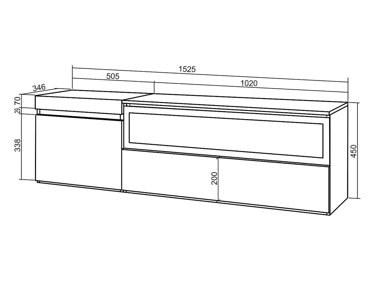 Skraut Home Móvel de TV, 150x35x45cm, Para televisores até 65", Lareira eléctrica, Suspensos, Carvahlo Natural claro